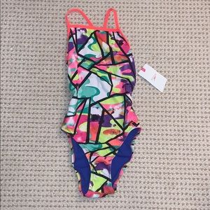 NEW WITH TAG Speedo watercolor swim suit women 32